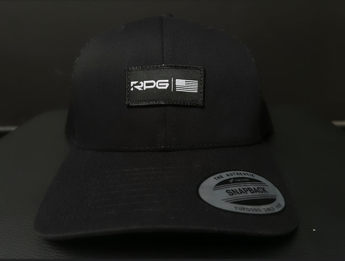 RPG &quot;EMBLEM PATCH&quot; TRUCKER SNAPBACK HAT- BLACK