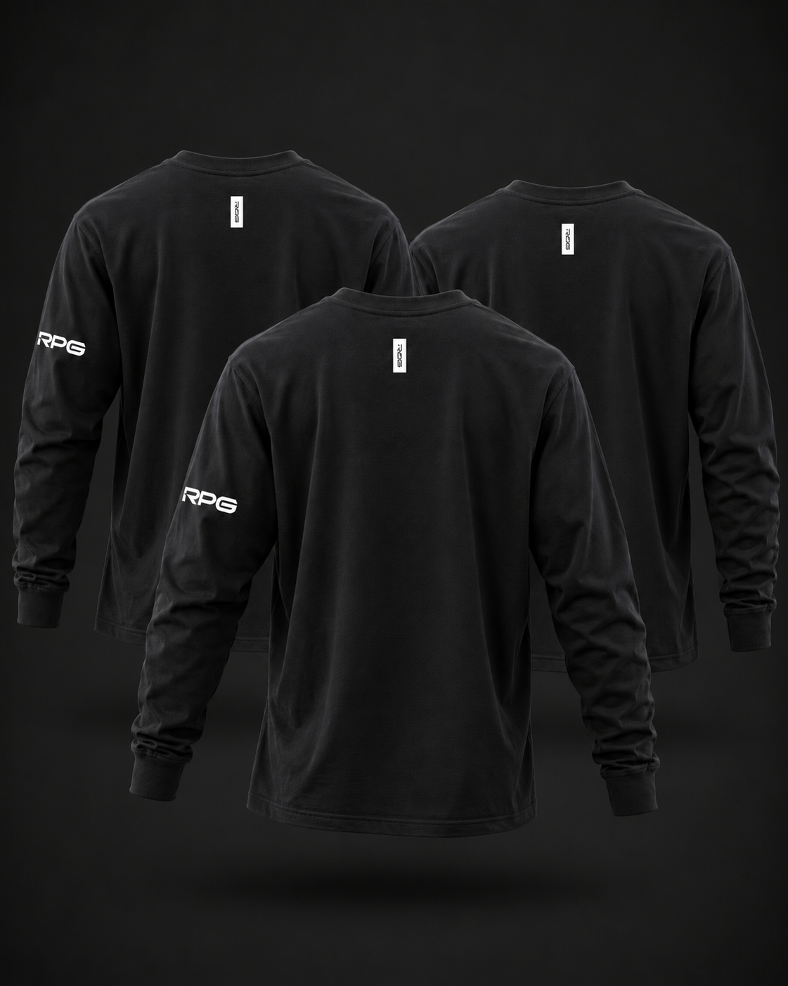 MEN'S RPG LONG SLEEVE BASIC TEE-BLACK- 3 PACK BUNDLE (NEW)