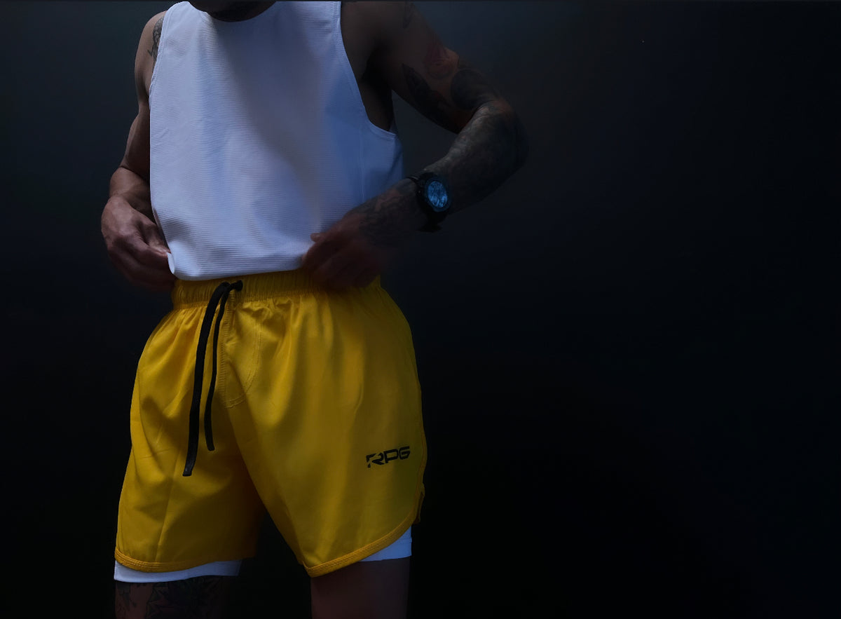 MEN&#39;S RPG YELLOW PERFORMANCE SHORTS (NEW)