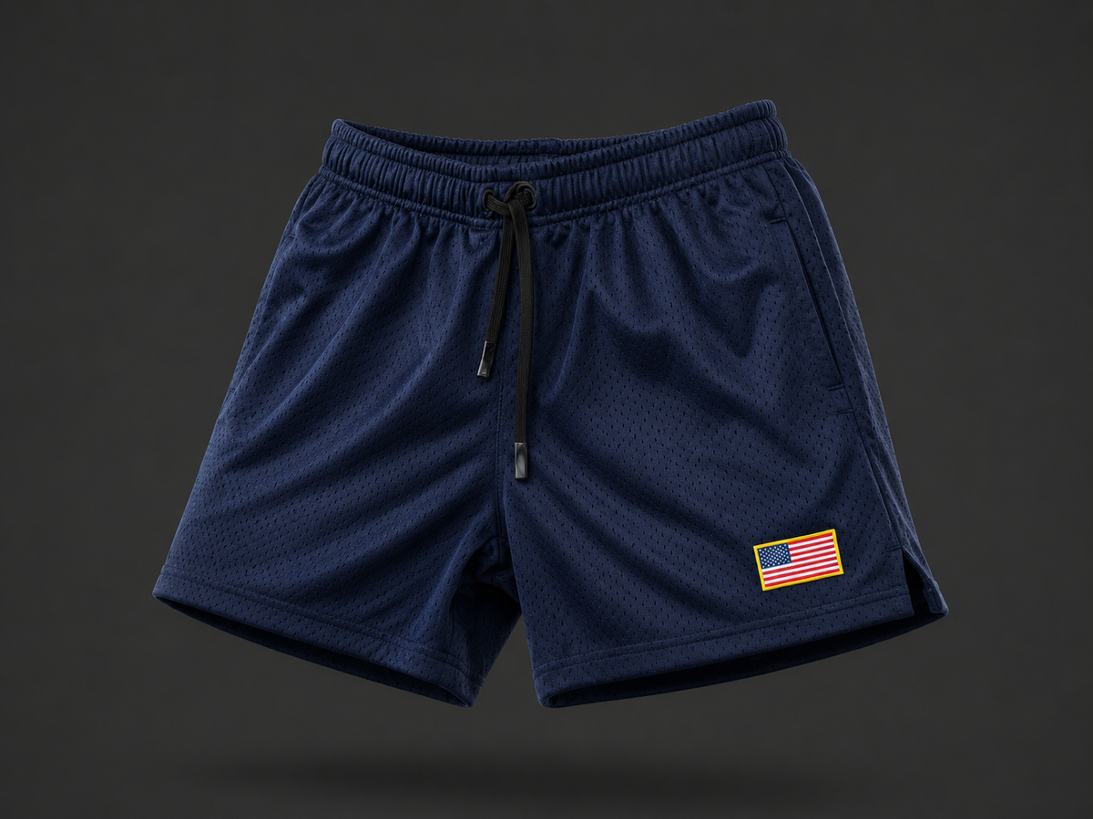MEN'S RPG "USA" PREMIUM MESH SHORTS-NAVY (PRE ORDER ONLY)