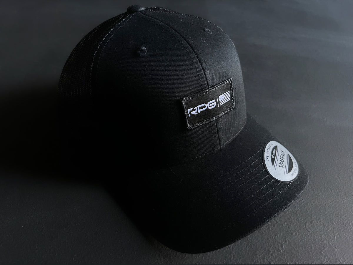 RPG &quot;EMBLEM PATCH&quot; TRUCKER SNAPBACK HAT- BLACK