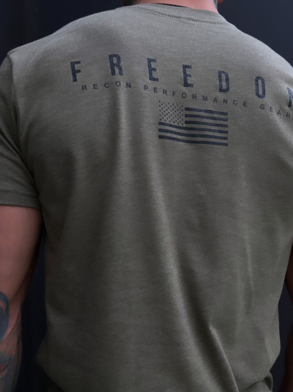 MEN&#39;S RPG &quot;FREEDOM 22&quot; MILITARY GREEN GRAPHIC TEE.