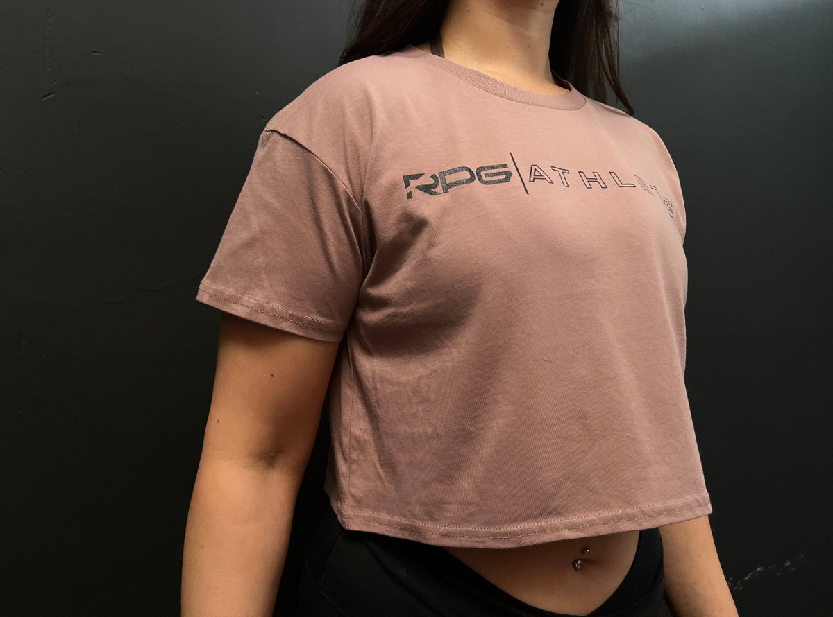 WOMEN&#39;S&quot; RPG ATHLETE&quot; CROP TOP- HAZY PINK