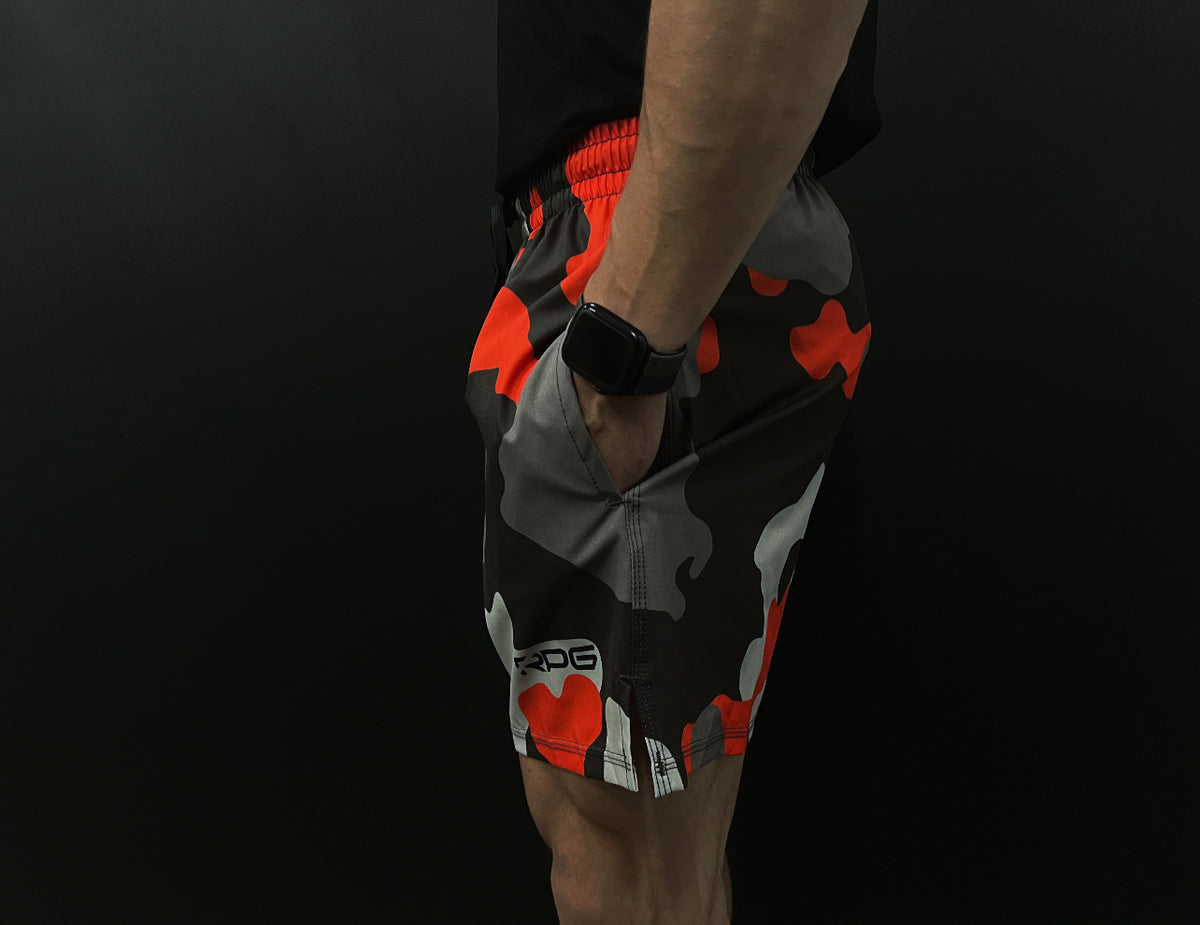 MEN'S RPG "HYPER" ORANGE/CHARCOAL PERFORMANCE SHORTS (NEW)