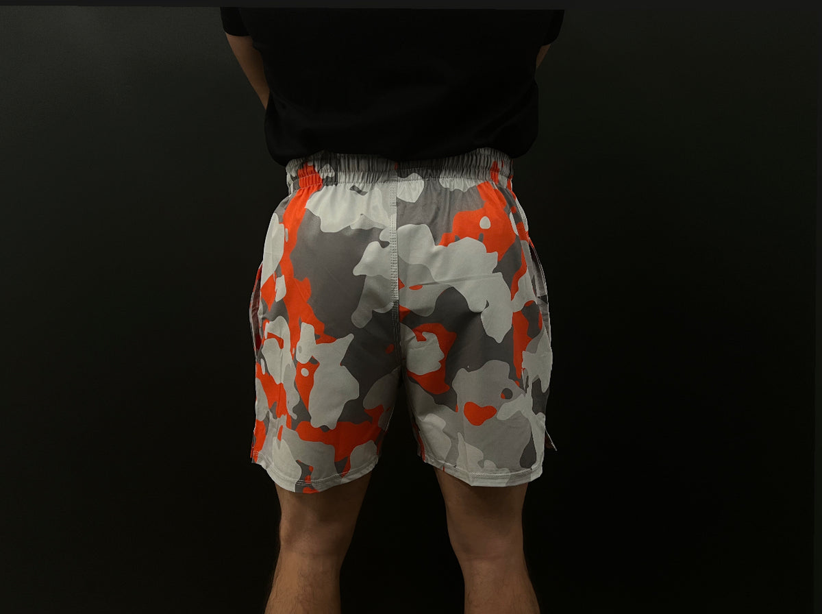 MEN'S RPG "HYPER" ORANGE/WHITE CAMO PERFORMANCE SHORTS (NEW)