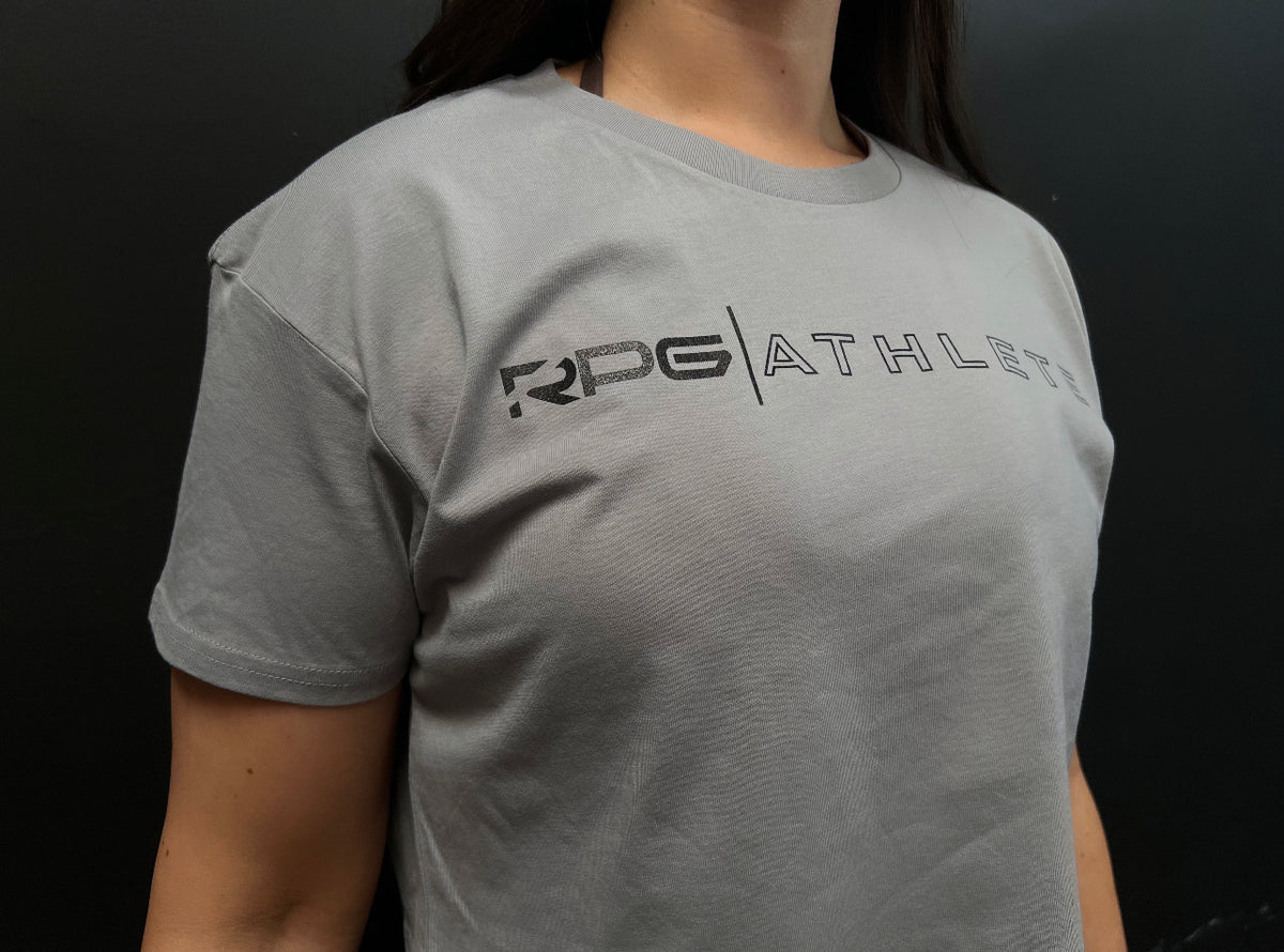 WOMEN&#39;S&quot; RPG ATHLETE&quot; CROP TOP- HAZY GREY