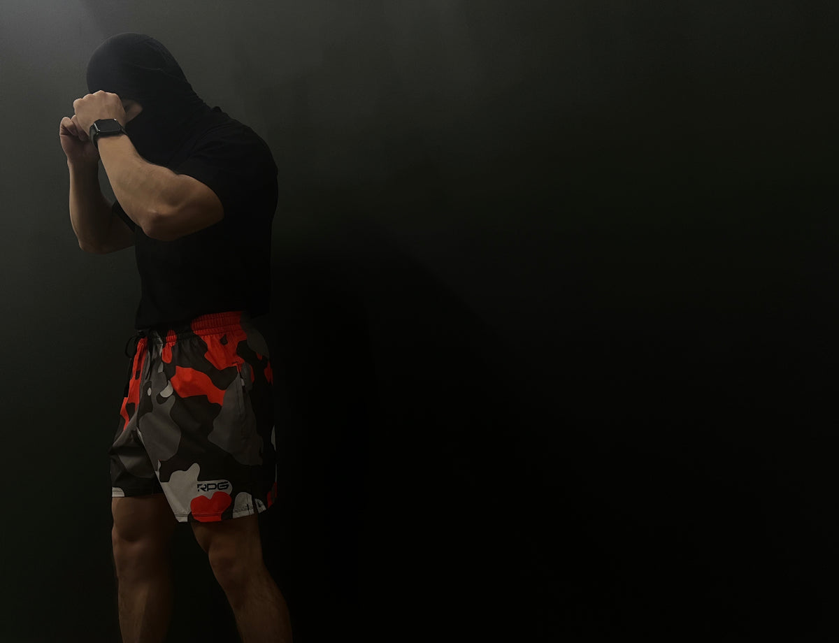 MEN'S RPG "HYPER" ORANGE/CHARCOAL PERFORMANCE SHORTS (NEW)