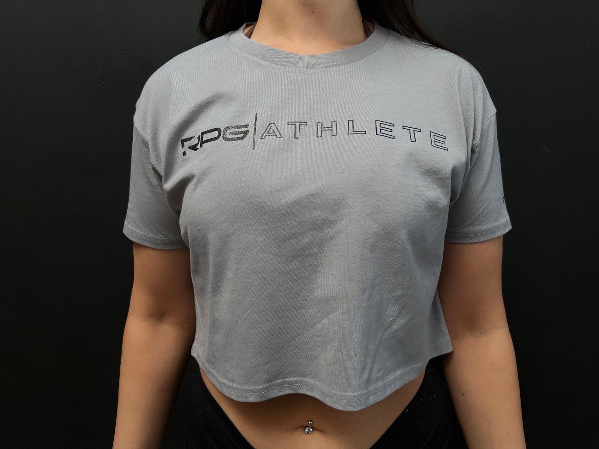 WOMEN&#39;S&quot; RPG ATHLETE&quot; CROP TOP- HAZY GREY