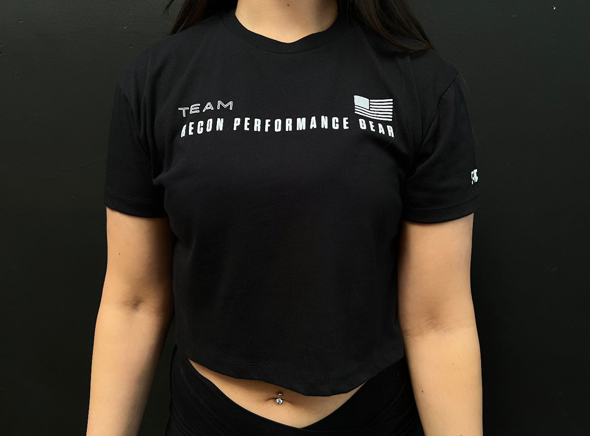 WOMEN&#39;S RPG &quot;TEAM RECON&quot; CROP TEE- BLACK