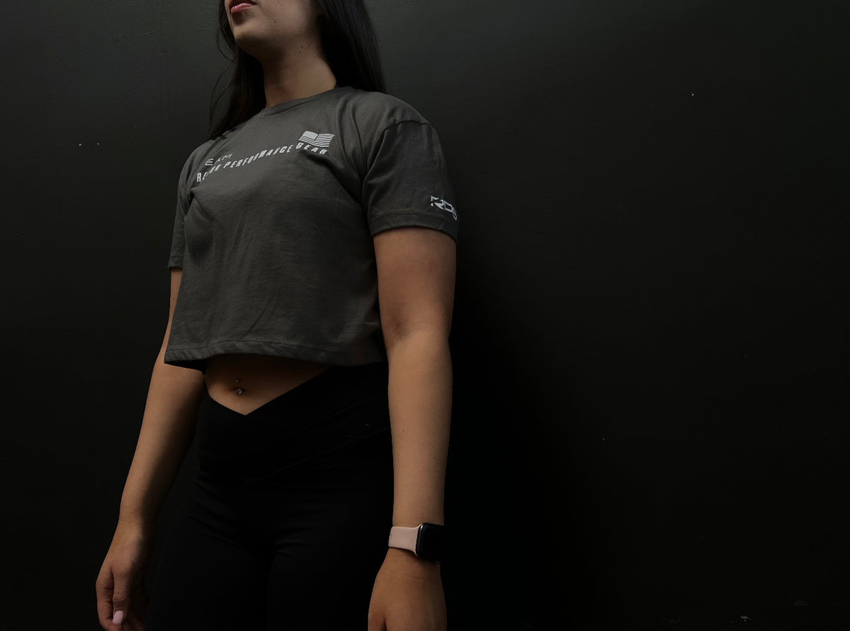 WOMEN&#39;S RPG &quot;TEAM RECON&quot; CROP TEE- GREY