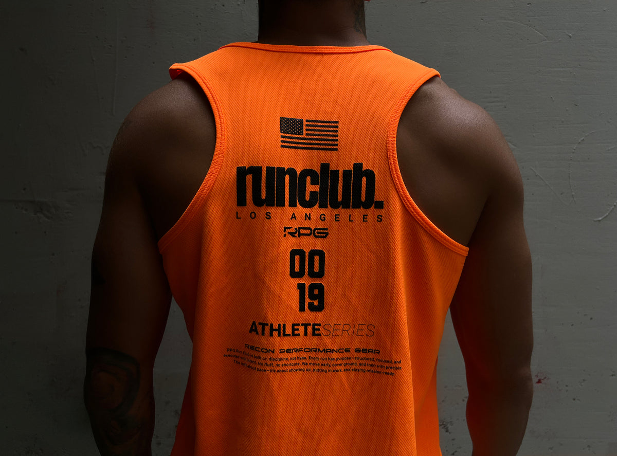 MEN&#39;S RPG &quot;RUNCLUB&quot; TANK- LIMITED EDITION-NEON ORANGE