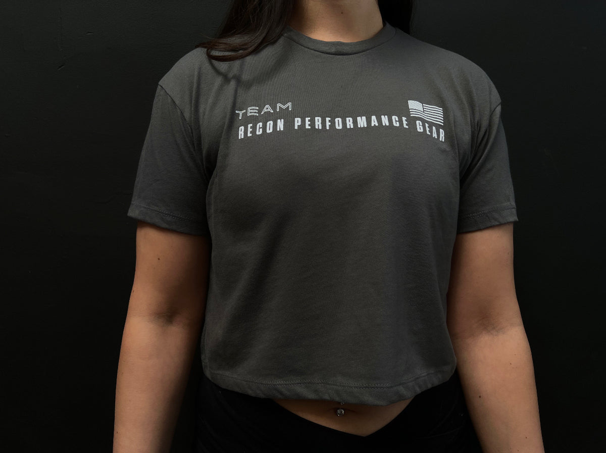WOMEN&#39;S RPG &quot;TEAM RECON&quot; CROP TEE- GREY