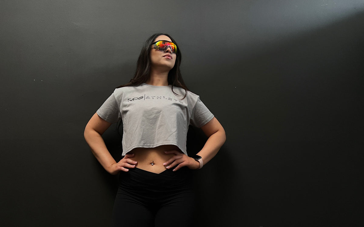 WOMEN&#39;S&quot; RPG ATHLETE&quot; CROP TOP- HAZY GREY