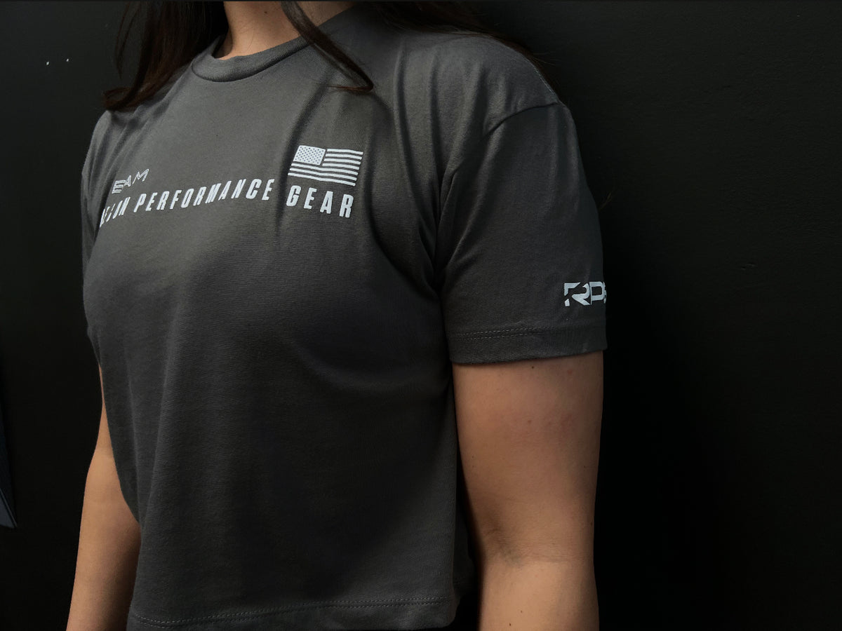 WOMEN&#39;S RPG &quot;TEAM RECON&quot; CROP TEE- GREY