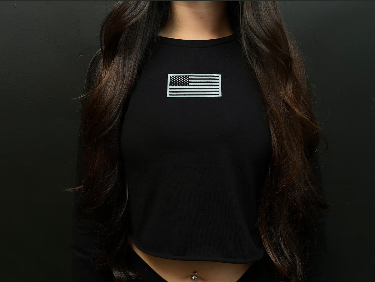WOMEN&#39;S RPG &quot;CLASSIC FLAG&quot; LONG SLEEVE TEE - BLACK