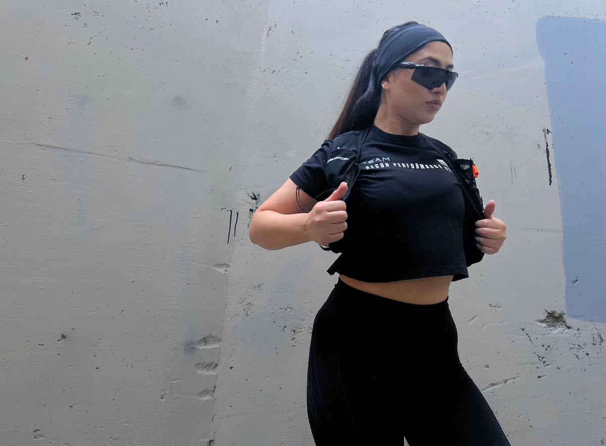 WOMEN&#39;S RPG &quot;TEAM RECON&quot; CROP TEE- BLACK