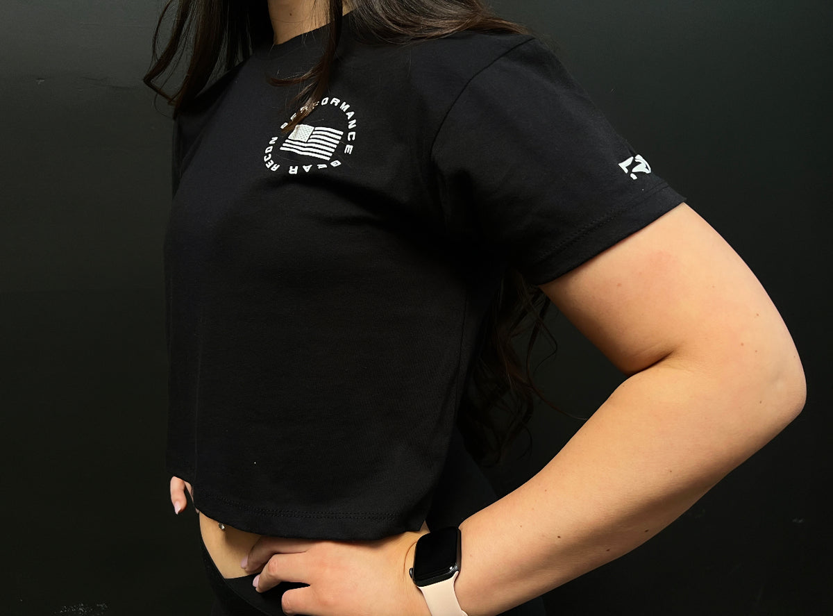 WOMEN&#39;S RPG &quot;ELITE&quot; CROP TEE- BLACK