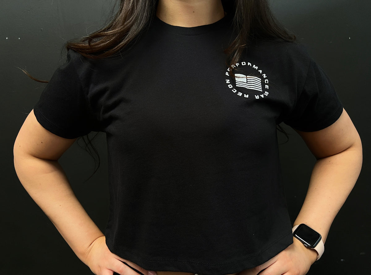 WOMEN&#39;S RPG &quot;ELITE&quot; CROP TEE- BLACK