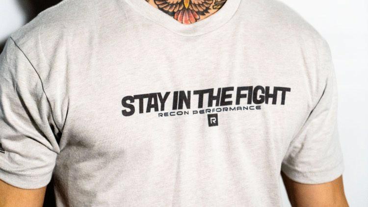 Stay In The Fight Gym Shirt - Motivational 3/4 Sleeve Raglan Workout Tee For Men